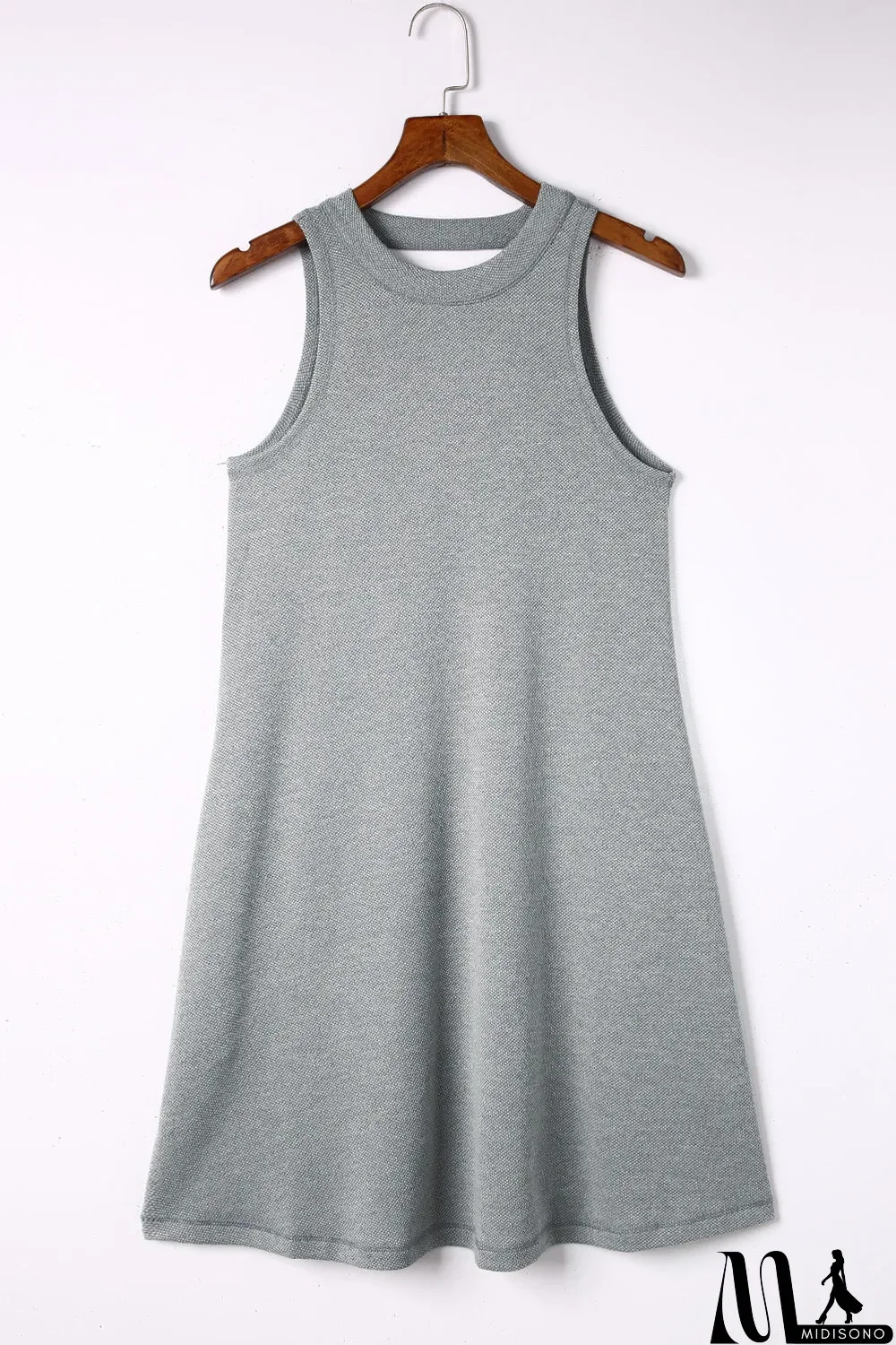 MidiSono - Crisscross Cut-out Back Knit Sleeveless Dress