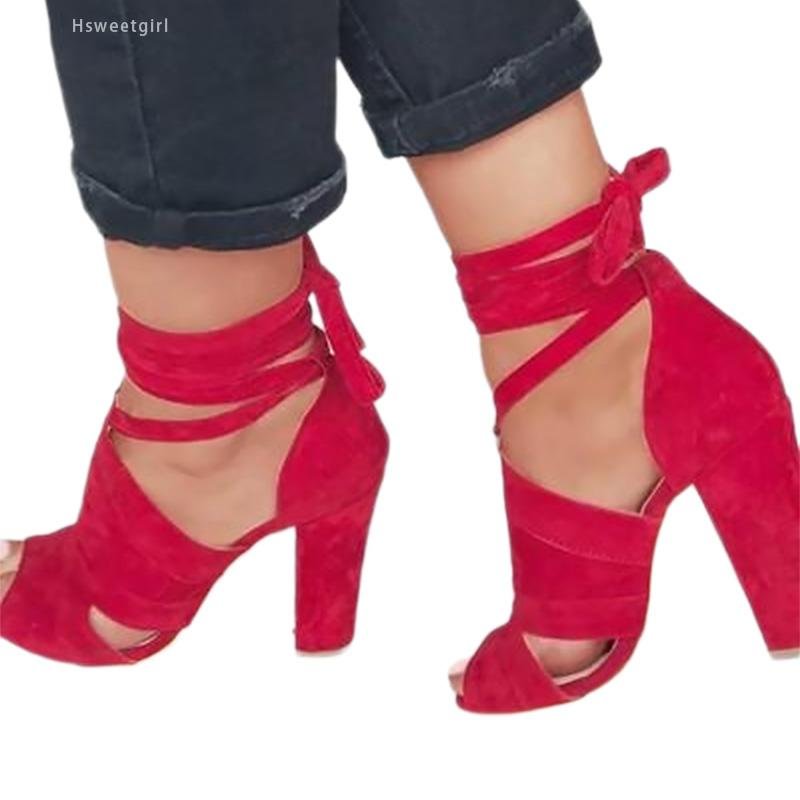block heel lace sandals