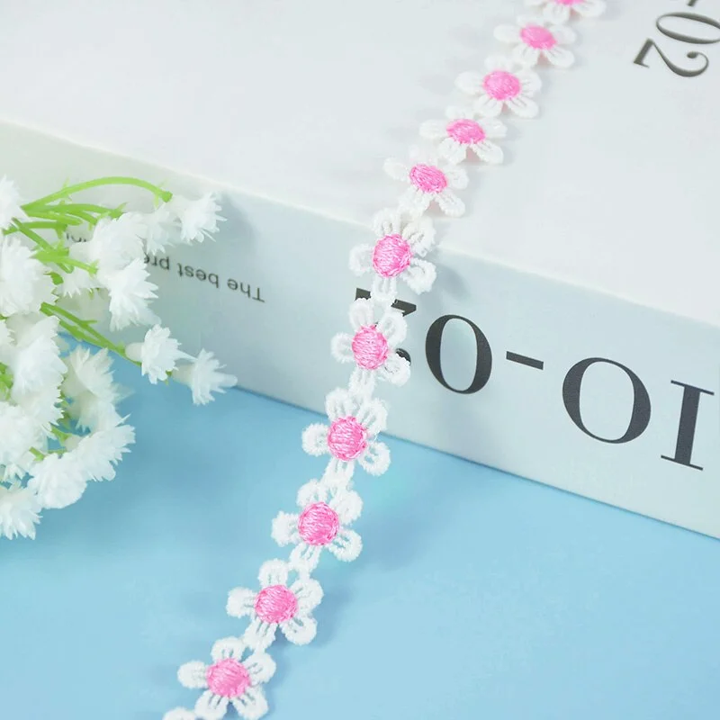 5Yards 15mm Daisy Lace Trim Flower Lace Fabric Embroidery Handmade Patchwork Ribbon Home DIY Crafts Apparel Sewing Accessories