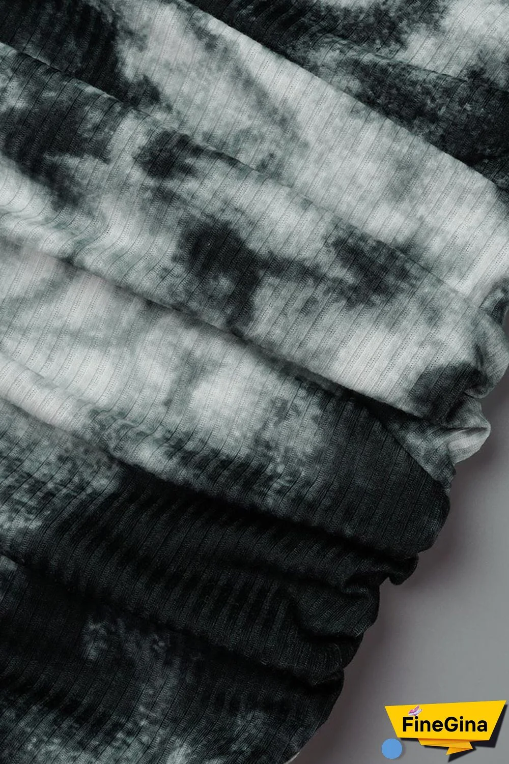 Black Casual Print Tie Dye Basic O Neck Sleeveless Dress Dresses