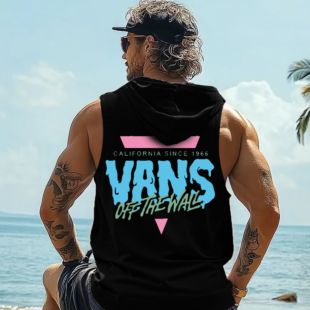 Men's Summer Surf Logo Graphic Hooded Tank Top / TECHWEAR CLUB / Techwear