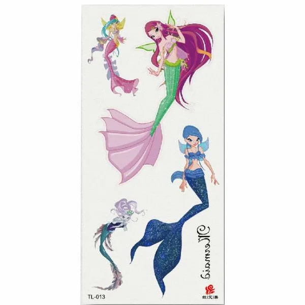 1pcs Flower Animal Body Art Temporary Waterproof Tattoo Sticker Wolf Mermaid Designs