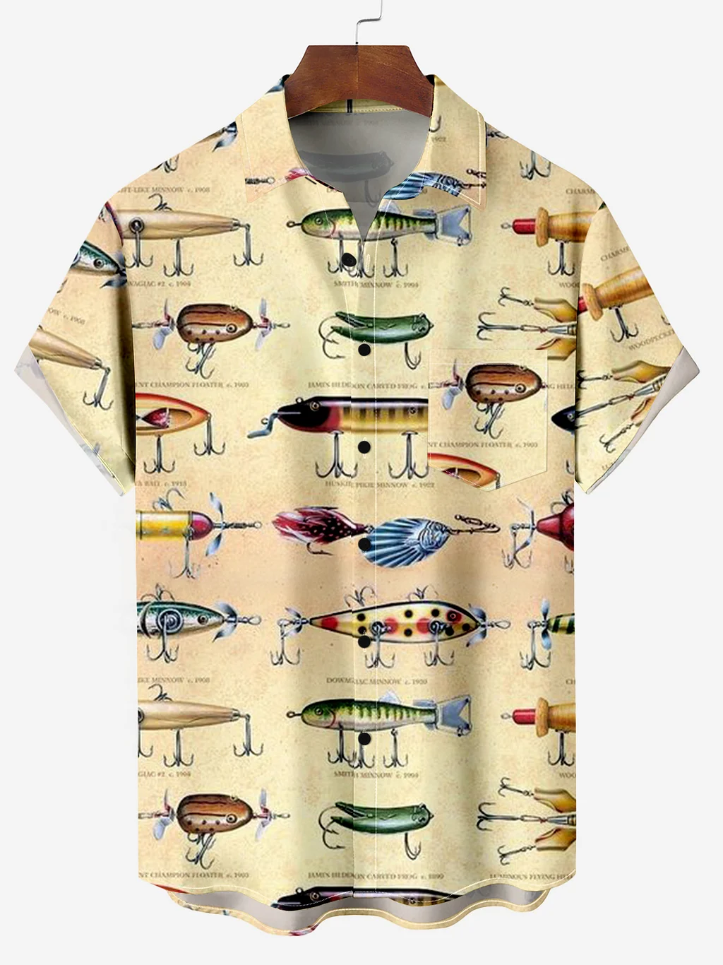 Men's shirt collar variation fish casual short sleeve shirt PLUSCLOTHESMAN