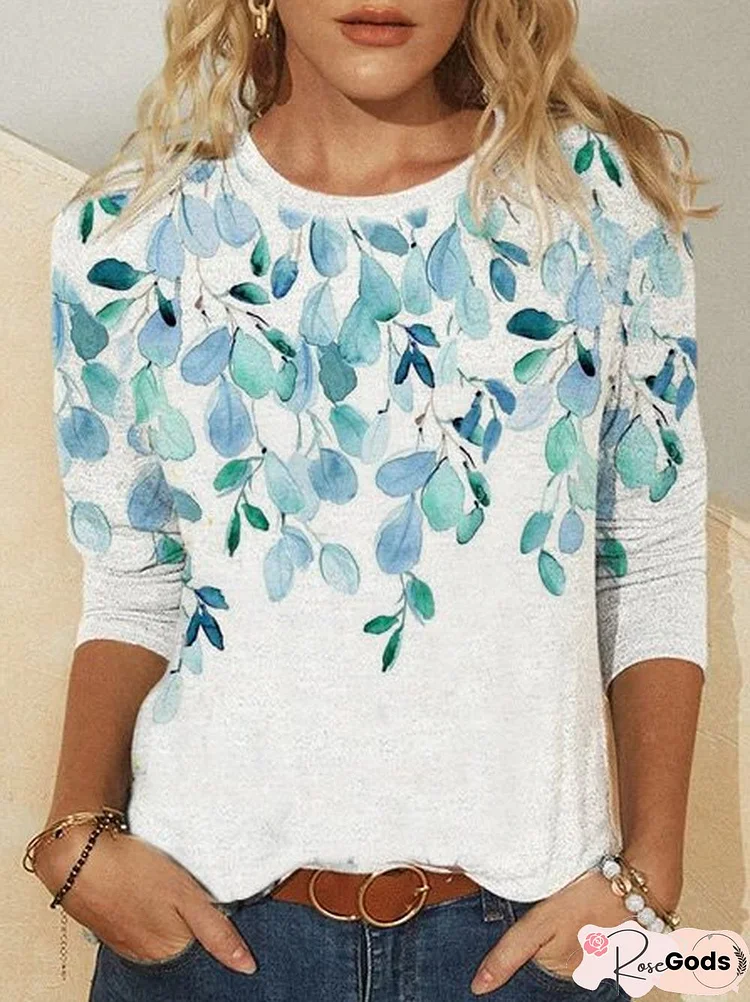 Floral Casual Crew Neck T-Shirt