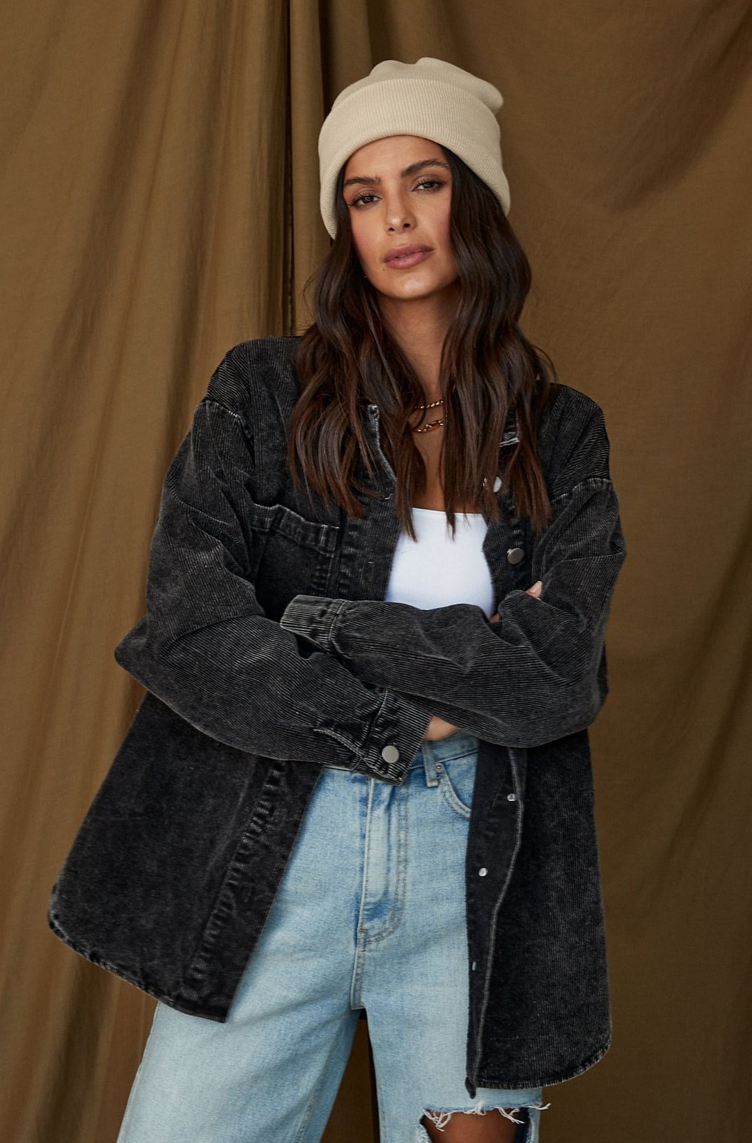Easy Does It Black Corduroy Shirt