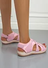 Criss-Cross Velcro Closure Sandals - Pink