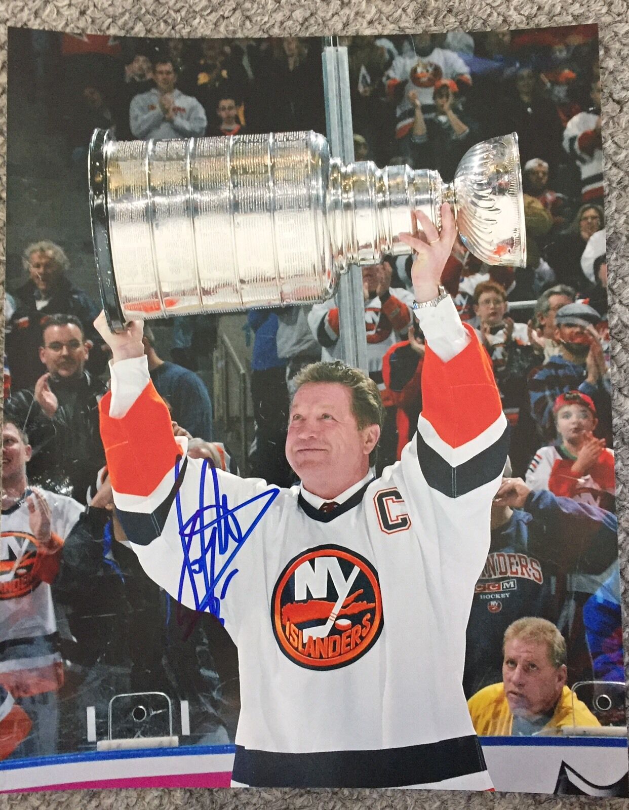 Denis Potvin Signed New York Islanders 8x10 Cup Photo Poster painting HOF