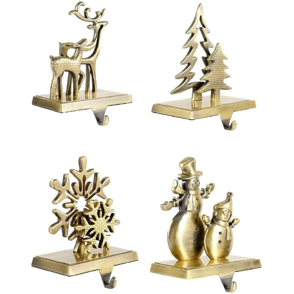 4-Pack Christmas Stocking Holders for Mantle Christmas Stocking Hangers