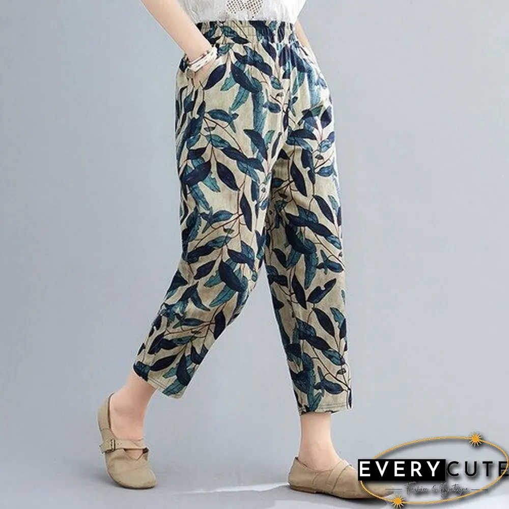 Women Spring Retro Spliced Frayed Harem Pants main image 0