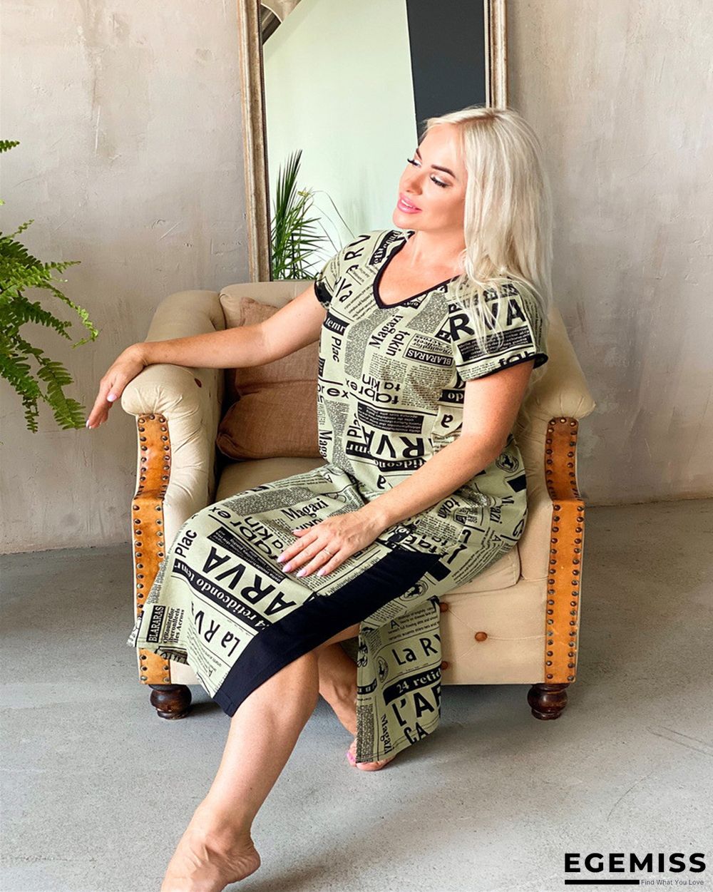 Casual Fashion Printed Slit Dress | EGEMISS