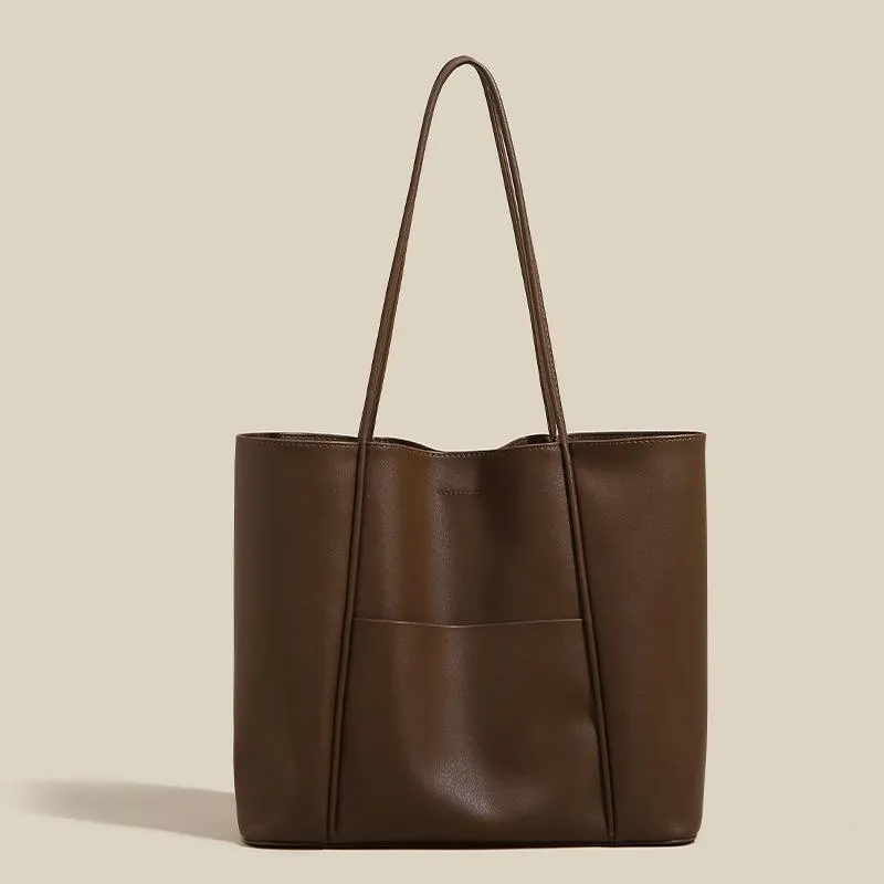 Tote Bag Women's Single Shoulder Large Capacity Soft Leather Bag Commuter Women's Bag Student Schoolbag