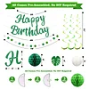 Birthday Decorations, NO DIY, Pre-Strung Happy Birthday Banner with Honeycomb Balls, Hanging Swirls, Circle Dots Garland, Happy Birthday Party Decorations for Women Men Boys Girls (Green)