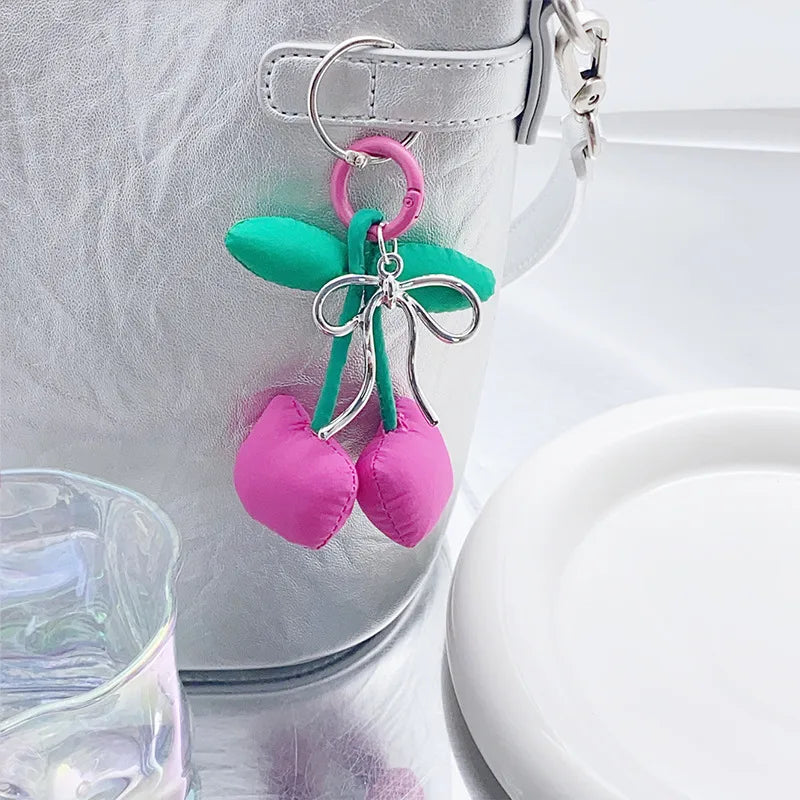 Cute Cherry Alloy Cotton Bag Pendant Keychain