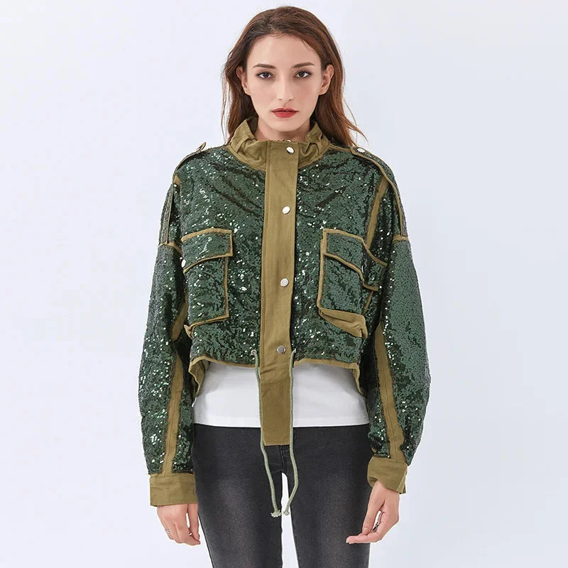 Brownm Cowgirl Sequined Zip-Up Jacket