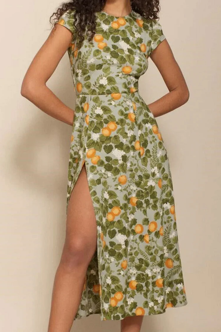 Luditu Midi Dress, Madarin Garden Green