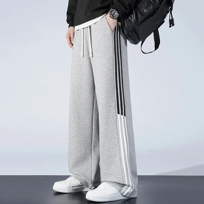 American Color-blocked Woven Wide-leg Casual Sweatpants