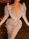 Fashion Deep V-Neck See-Through Sexy Slim Maxi Dress