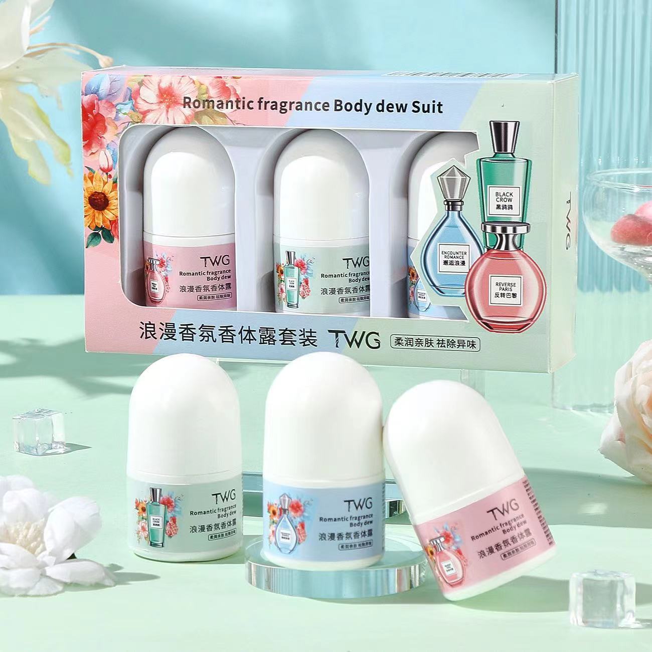 Romantic fragrance deodorant set fresh roll-on deodorant roll-on fragrance portable perfume Bath supplies (shampoo, conditioner, soap, hair oil and all other bath products) Cosmetics (foundation, eye shadow, eyeliner, perfume, manicure and other cosmetics) Skin care products (moisturizing lotions, facial cleansers, sunscreens, facial cleansers, aromatherapy, essential oils and other skin care products for various parts of the body) OEM customization (outer packaging, bottle body, fragrance, capacity, material, and LOGO can all be customized) wholesale, factory direct sales, affordable prices, low, medium and high quality are your choice, welcome to consult