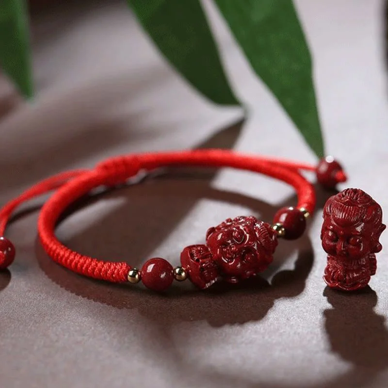 Blessing Chinese Zodiac Natal Buddha Cinnabar Amulet String Bracelet