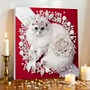Kit de peinture en perles en forme sp&eacute;ciale pour un chat bricolage en forme de diamant avec cadre cadeau 25x25cm