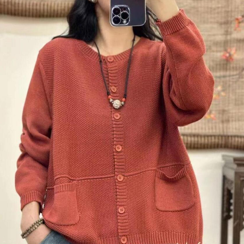 Chicfifth Sweater Women Winter Long Sleeve High Quality Autumn Vintage Top Knitted Cardigan
