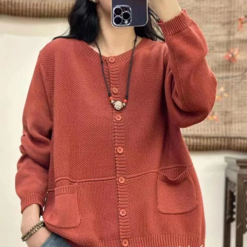 Chicfifth Sweater Women Winter Long Sleeve High Quality Autumn Vintage Top Knitted Cardigan