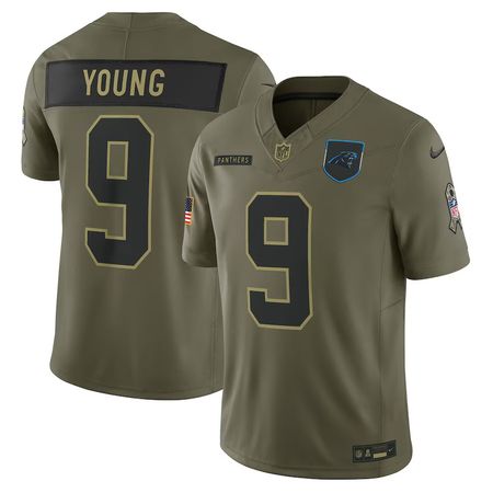 Youth Carolina Panthers #9 Bryce Young  Olive 2025 Salute to Service Limited Jersey