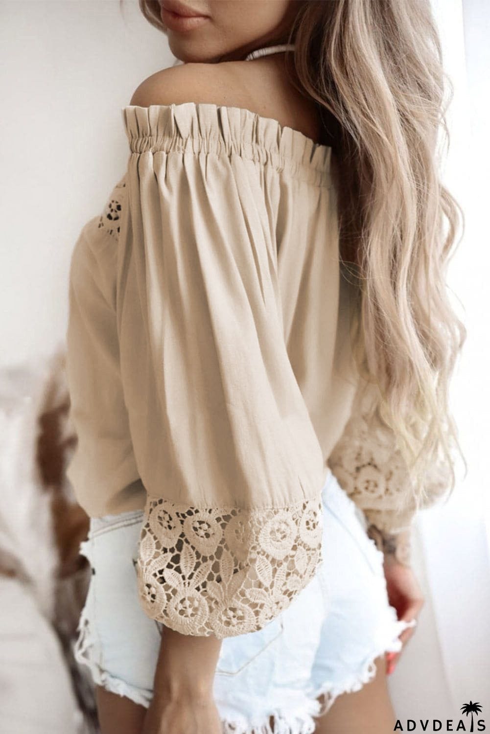Crochet Hollow-out Off-shoulder Blouse