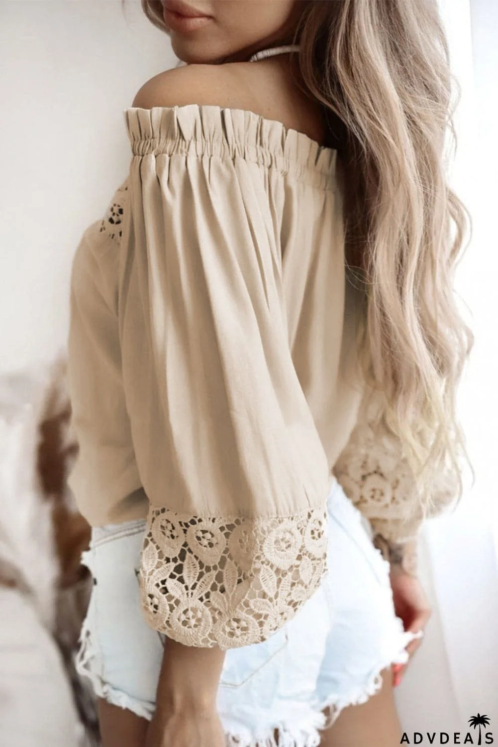 Crochet Hollow-out Off-shoulder Blouse