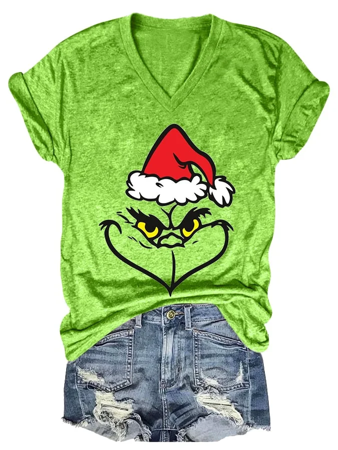 Women's Casual Christmas Print Short Sleeve T-Shirt