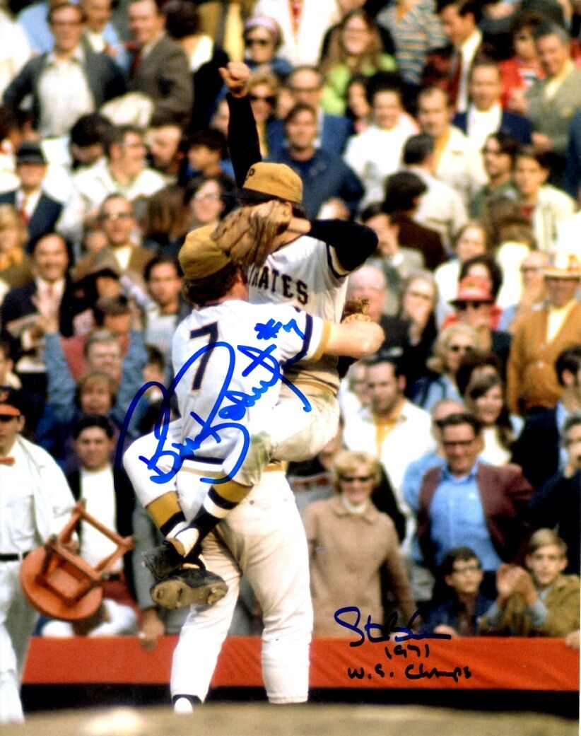 AUTOGRAPHED STEVE BLASS & BOB ROBERTSON 8X10 Pittsburgh Pirates Photo Poster painting - COA