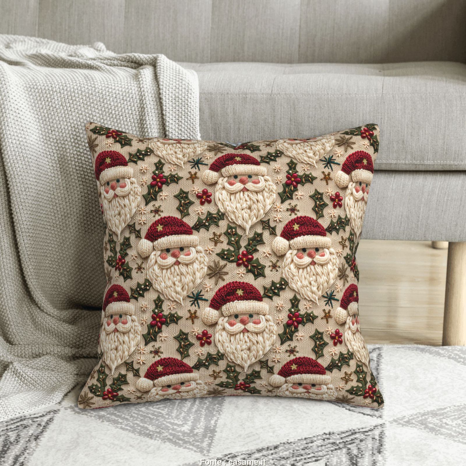 Comstylish Vintage Christmas Santa Claus Pattern Home Pillow