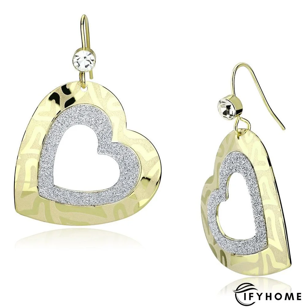 Gold Iron Earrings with Top Grade Crystal | IFYHOME