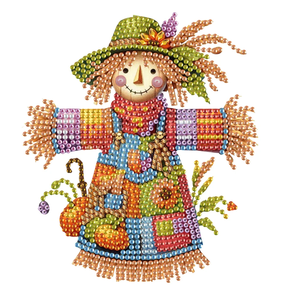 2D Flat Scarecrow DIY Shaking Head Diamond Painting Desktop Decorations