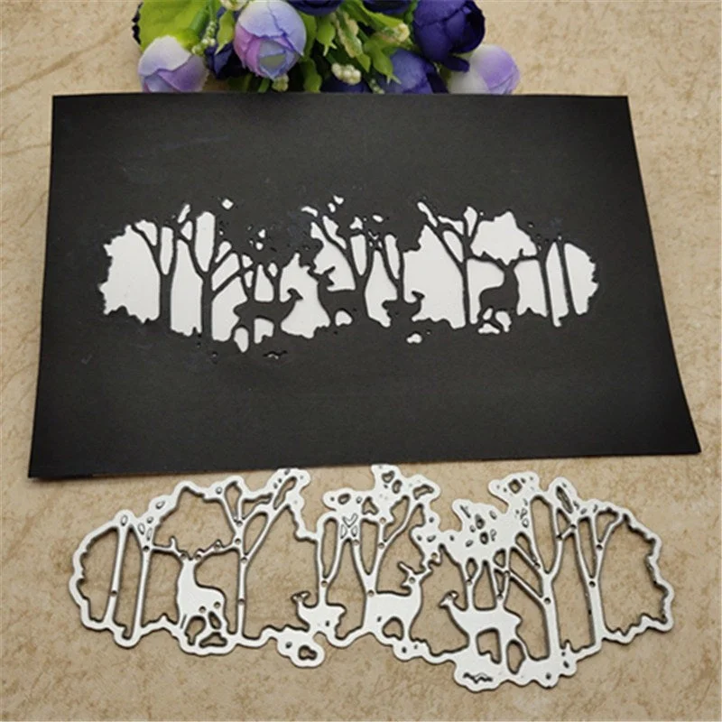 de bosque ciervos Fondo Metal Cutting Dies Stencils For Card Making Decorative Embossing Suit Paper Cards Stamp DIY