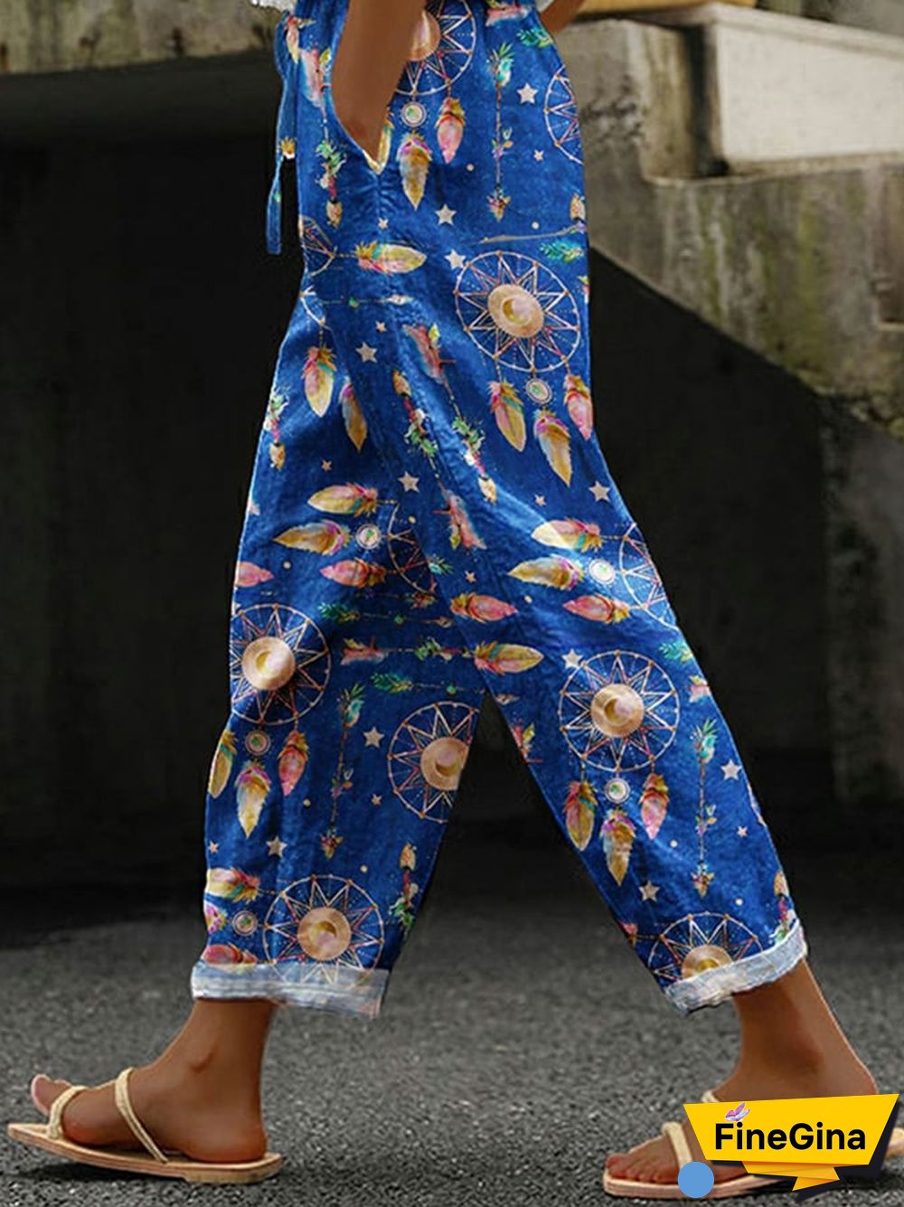 Ethnic Dreamcatcher Print Casual Pants
