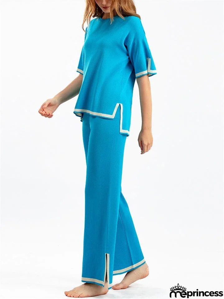Women's Comfortable Temperament Knitted 2-piece Loungewear Sets