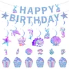 Flashing Blue Ocean HAPPY BIRTHDAY Themed Party Cardboard Decor Flag