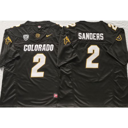 Men's Colorado Buffaloes Black #2 Sanders Stitched Jersey PF0G