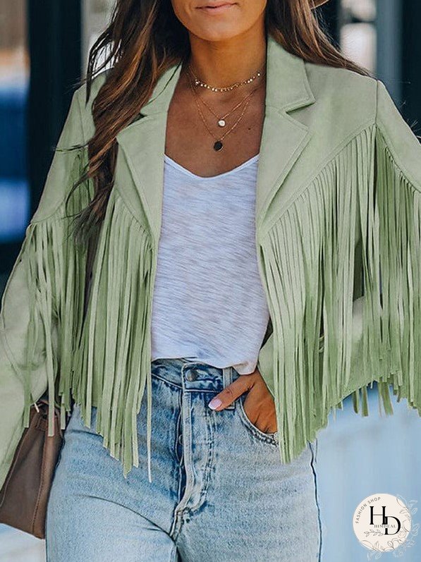 Sophisticated Fringe Suede Jacket