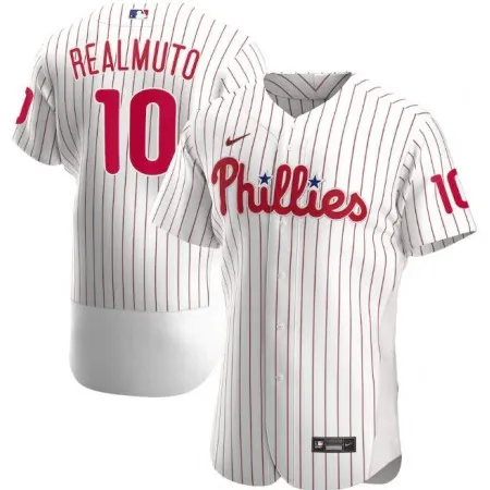 Men's Philadelphia Phillies #10 J.T. Realmuto White Flex Base Stitched Jersey 2V9A