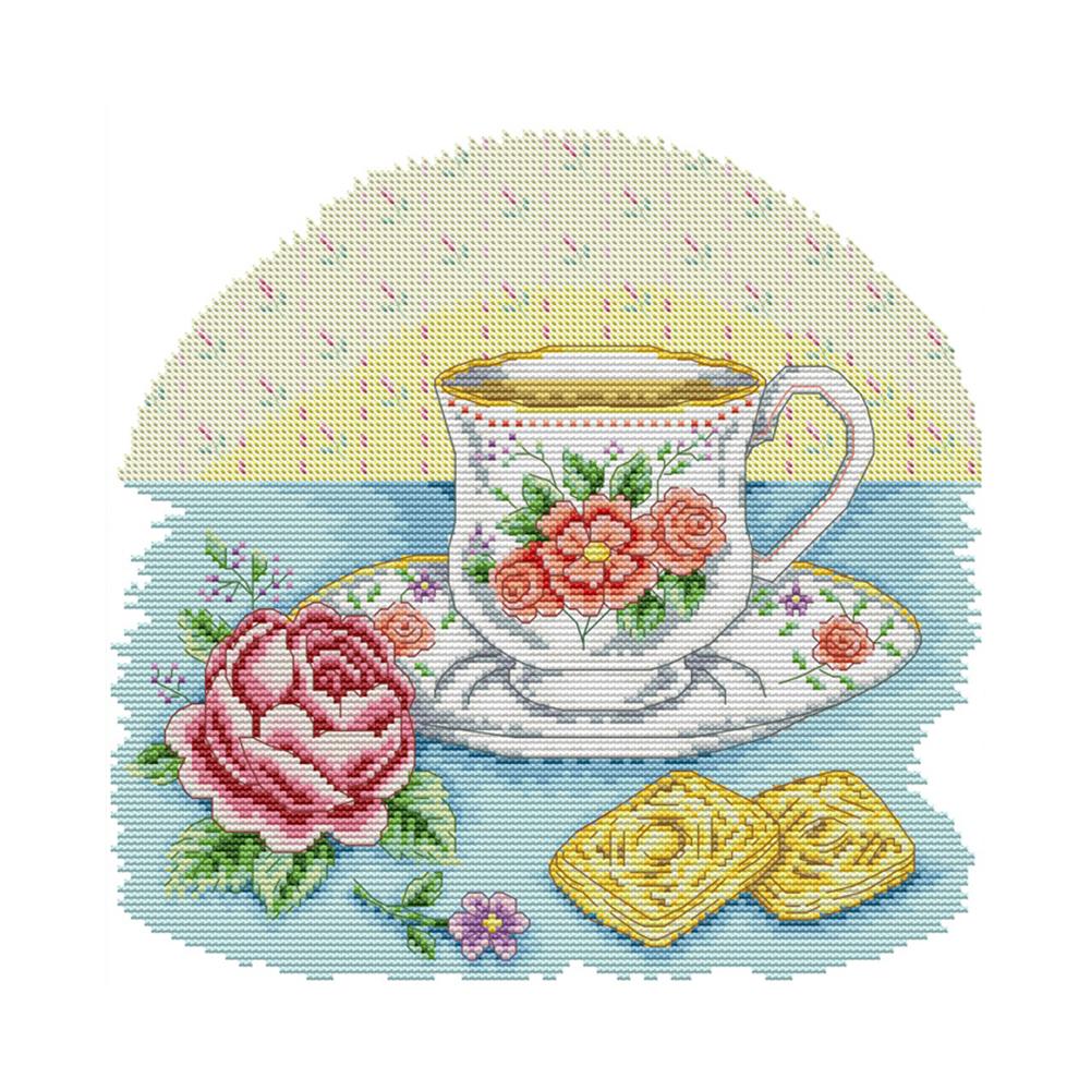 

Tea Time - 14CT Stamped Cross Stitch - 32*32cm, 501 Original