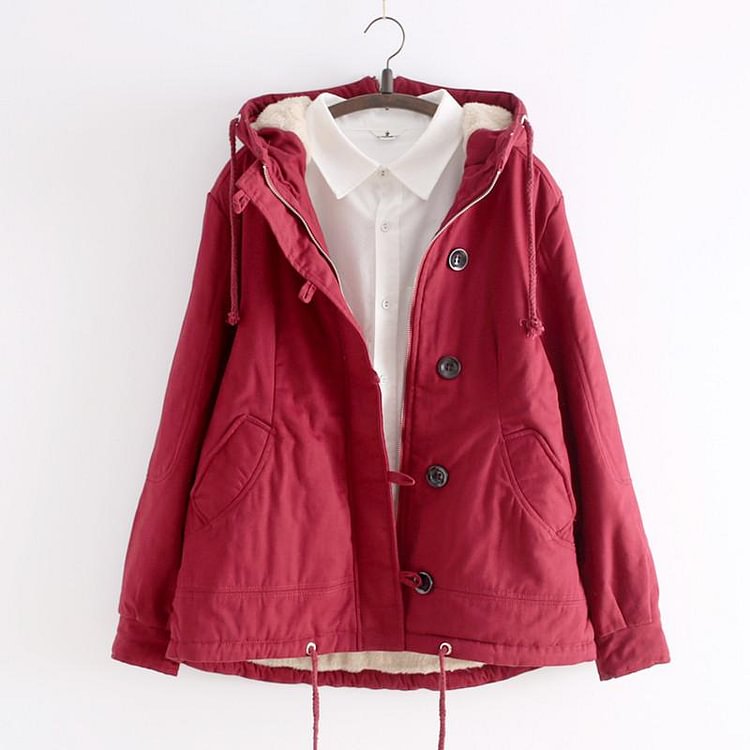 3 Colours Mori Girl Fleece Zipper Hoodie Jacket Coat SP154033