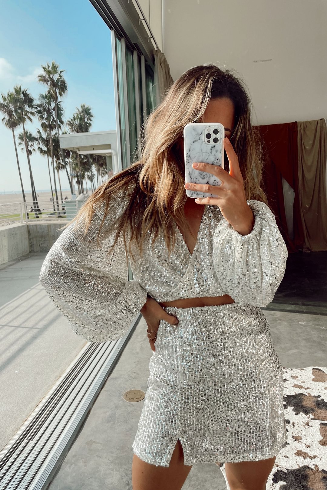 Edge Of Midnight Silver Sequin Skirt