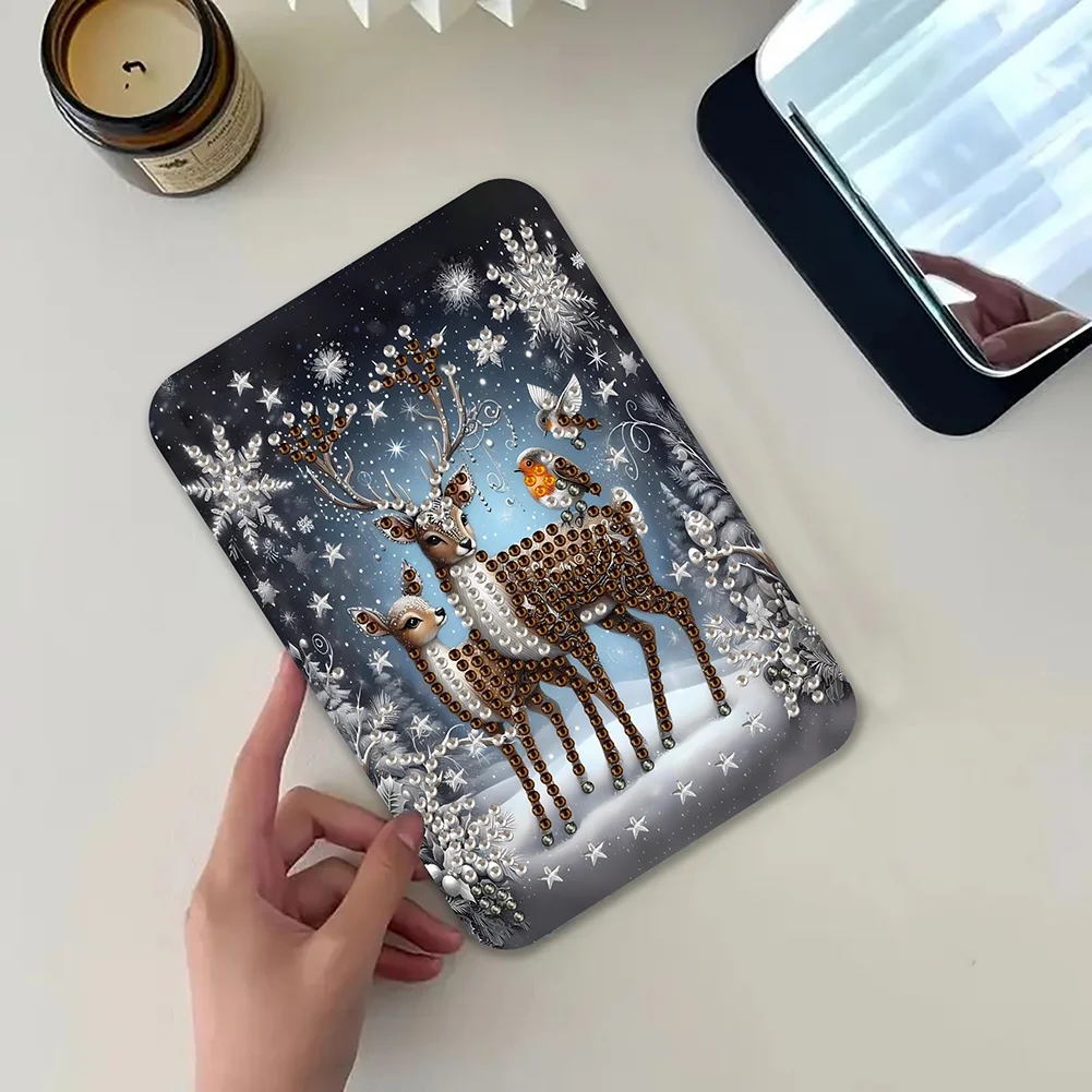 DIY Diamond Art Shiny Crystal Mirror Lightweight Standing Makeup Mirror (Elk)