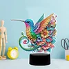 (US Local)DIY Diamond Hummingbird Art Painting Lamp with Tools for Bedroom Decor Gifts