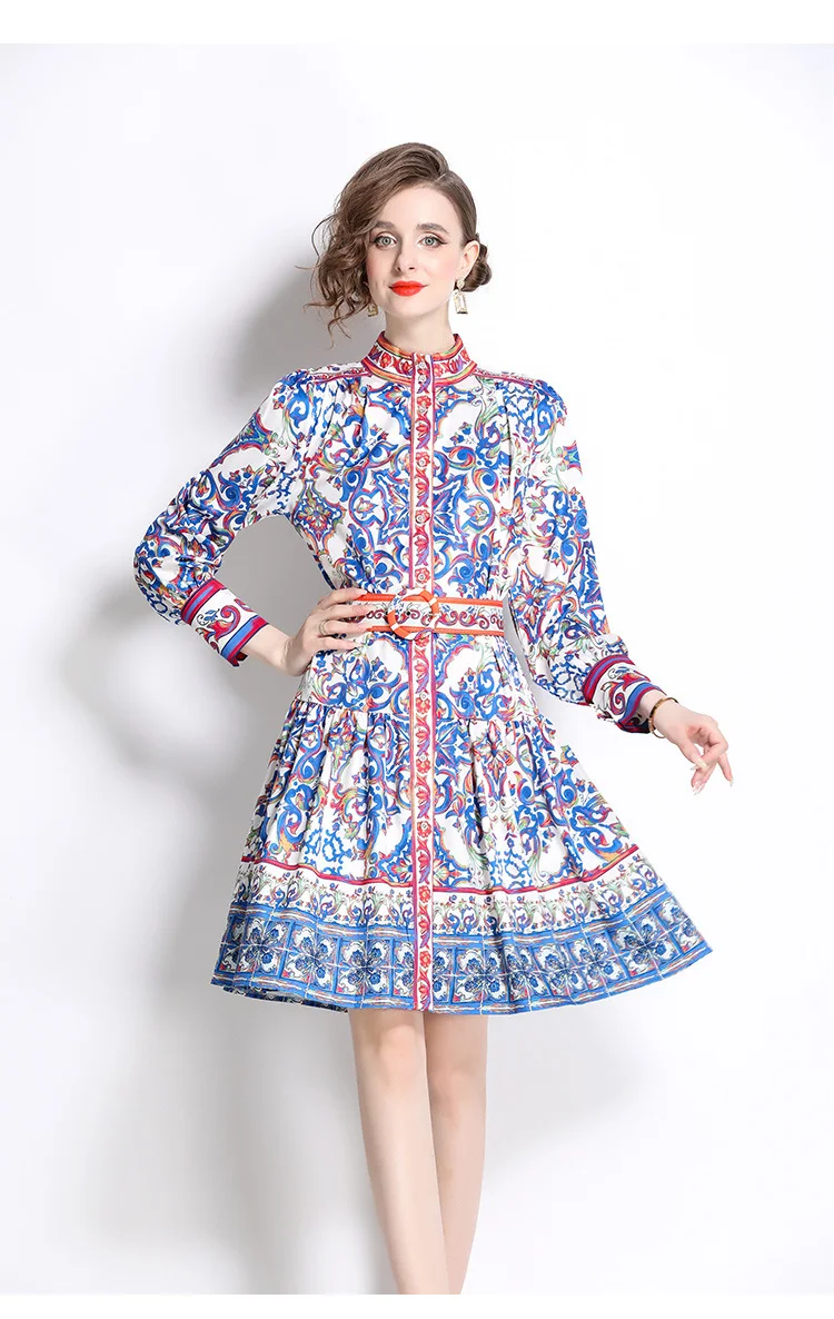 Sdrawing Sdrawing Real-E-Sleeting Fashion Court Style Single Buckle Blue And White Porcelain Fashion Trend