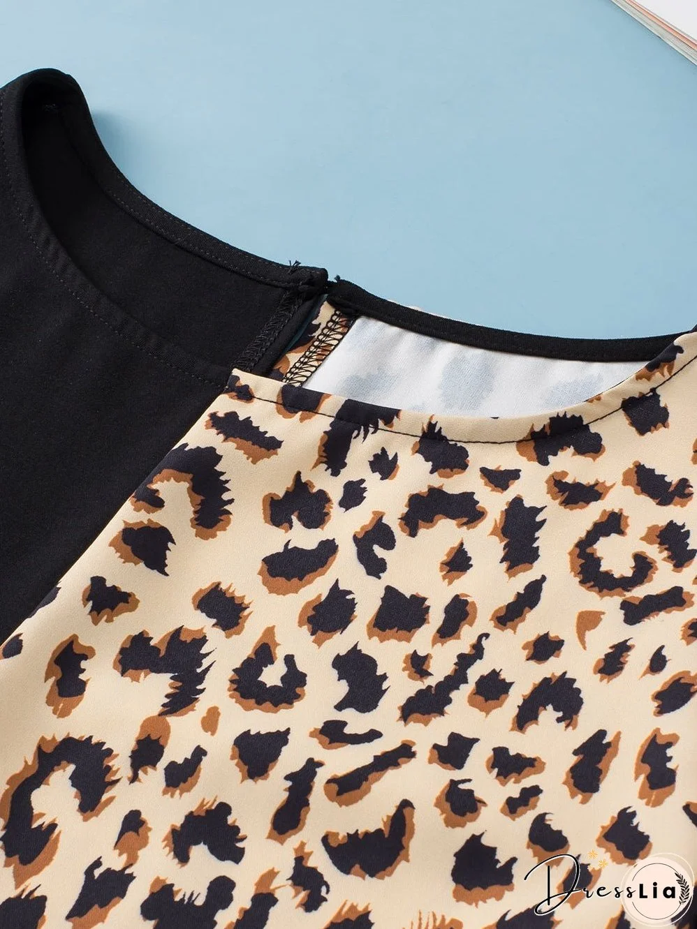 Elegant Black Leopard Ruffle Sleeve Plus Size Top