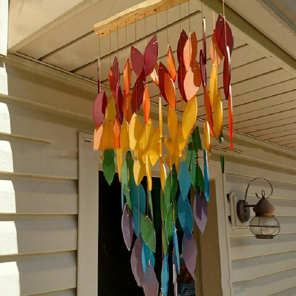 Glass Rainbow Leaves Wind Chime-Buy More Save More
