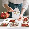 6pcs Poinsettia Xmas DIY Diamond Painting Cards Art 15x15cm for Adults